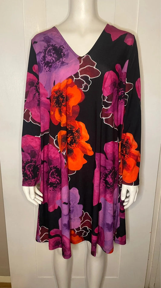 Bodyflirt Boutique Floral Dress With Flared Sleeves Size M